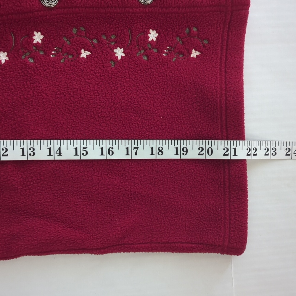 L.L. Bean Fleece Floral Button Up Embroidered Cardigan Sweater XS Regular Red - Picture 16 of 16